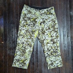 Lane Bryant The Modernist Collection Green and White Floral Crop Pants